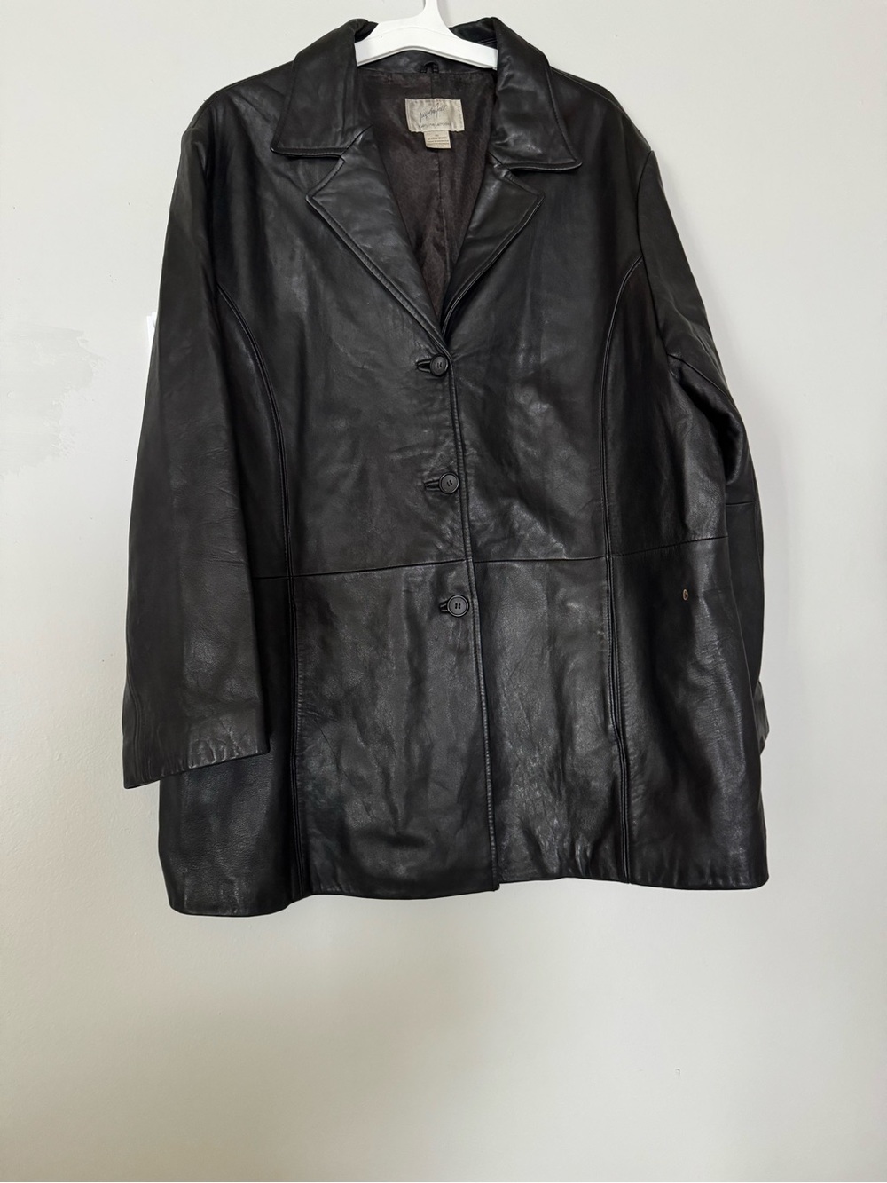 Jacqueline Ferrar Black Leather Button-Front Jacket